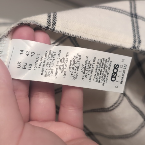 NWOT Asos Cotton and Linen White Grid Oversized Blazer - Picture 14 of 14